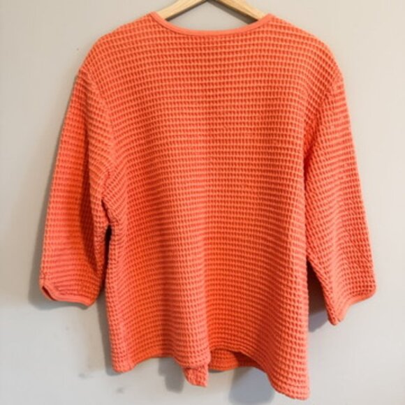 Coldwater Creek Vintage Waffle Weave Knit Sweater Cotton Pink Orange Size Large - Picture 5 of 5